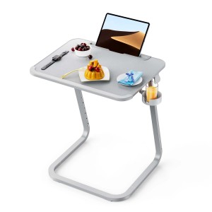 F2 TV Tray Table Pu Leather with cupholder tablet slot